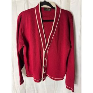 Puritan Red Cardigan Sweater with Cream Trim